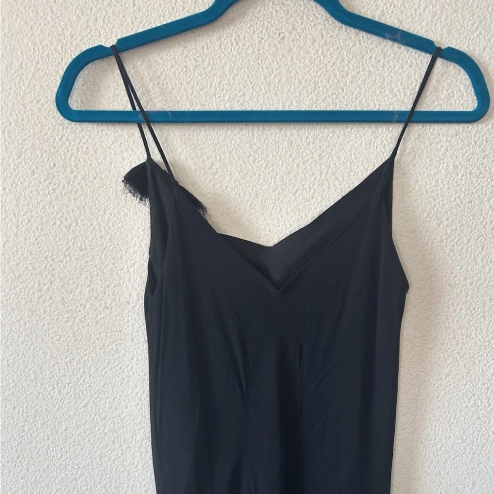 VTG 90s Lapis Black Slip Dress Midi Bias Cut Rayon USA Y2K Minimalist M - Picture 14 of 16